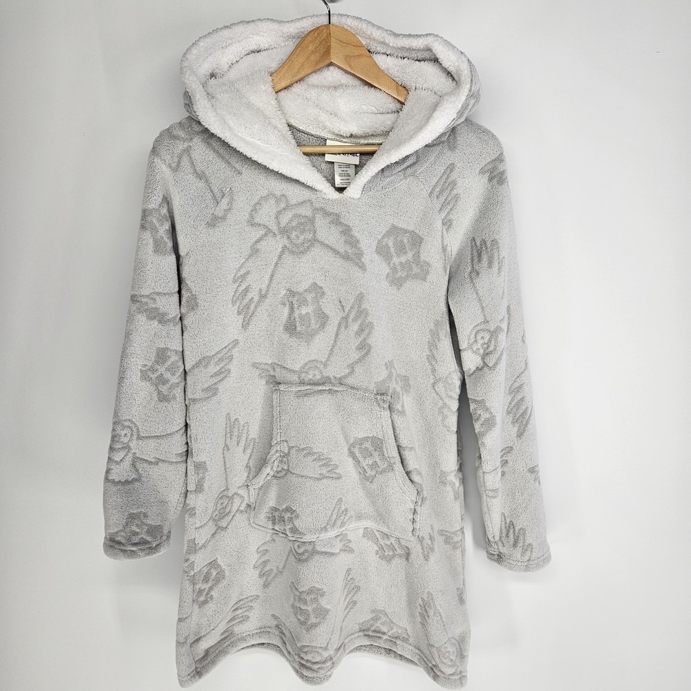 Harry‎ Potter Wizarding World Hoodie Womens S Gray Sherpa Fleece Sweater Snuggie